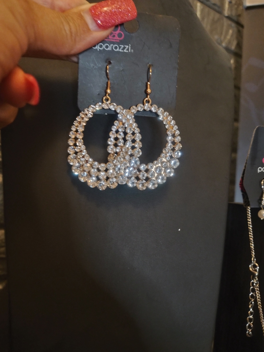 Paparazzi Clear Crystal Hoop Earrings - Dazzling Clear